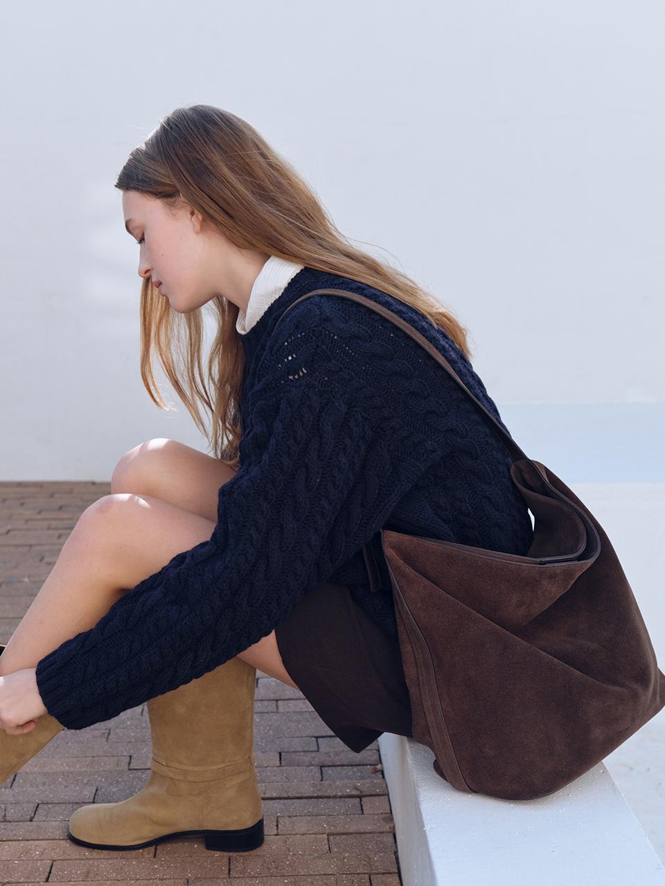 Loiret Italian Suede Oversized Bucket Bag