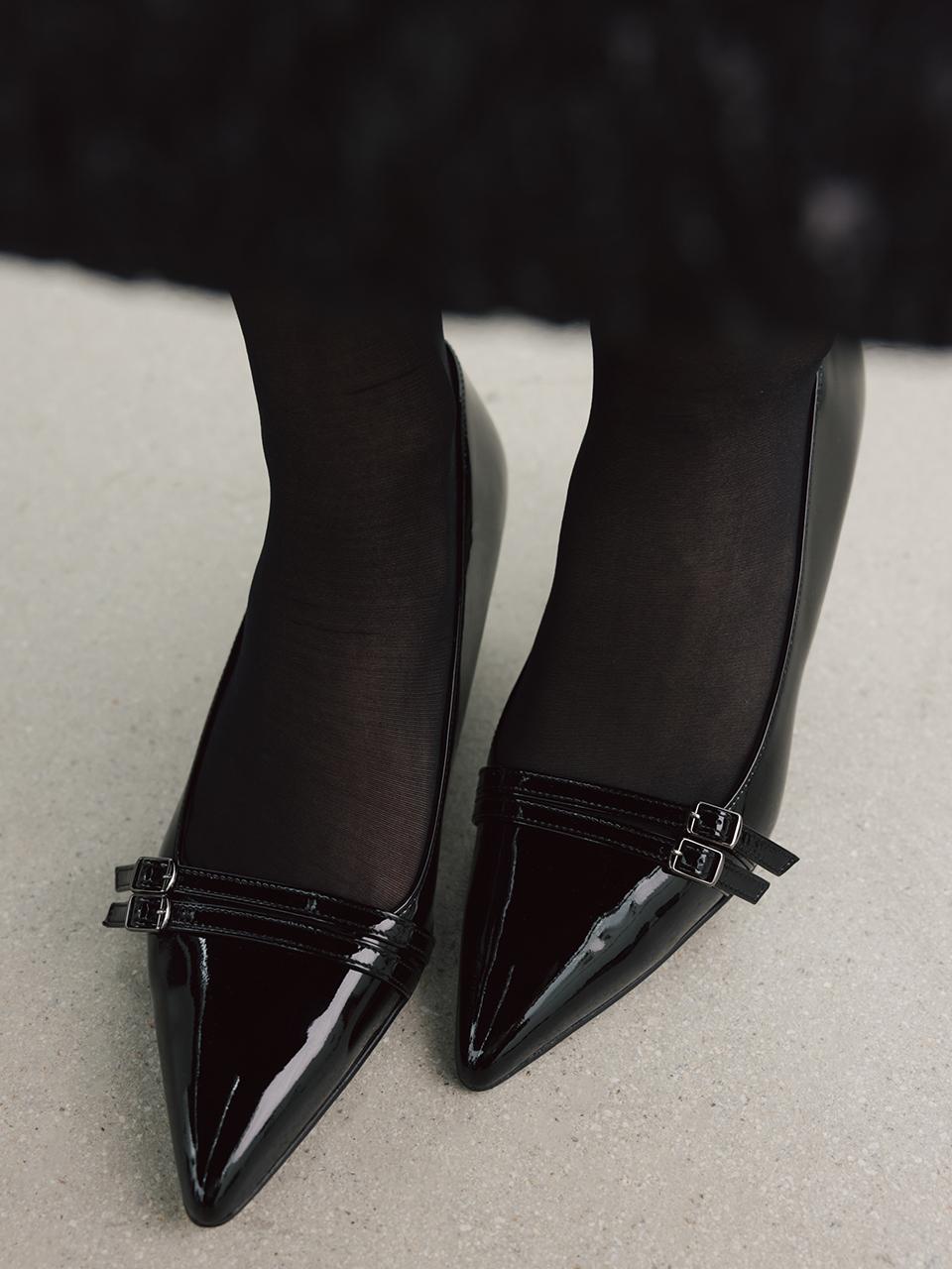 Loiret Pointed Toe Double Strap Leather Pump