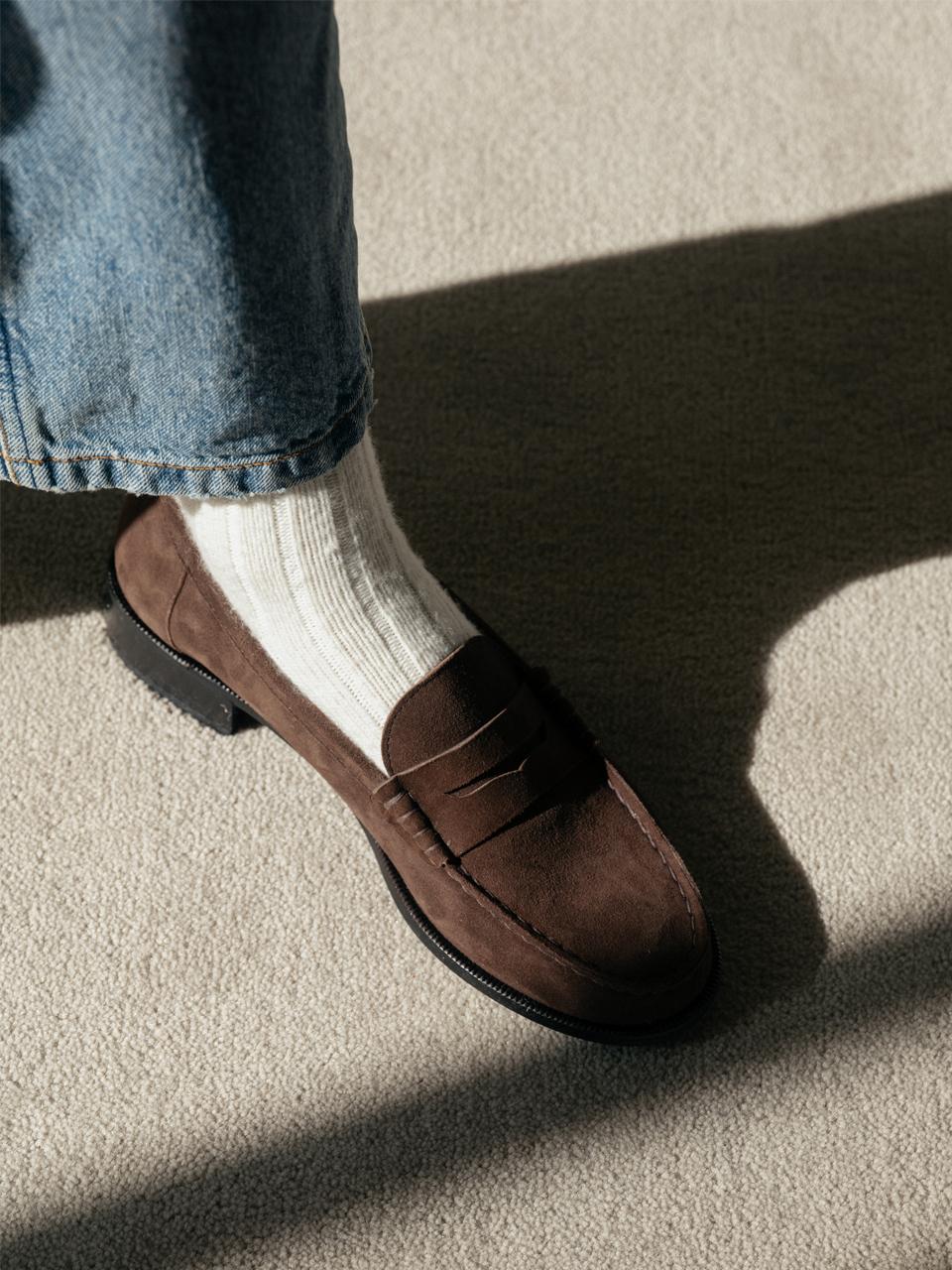Loiret Premium Handmade Suede Penny Loafer [Brown] (710)