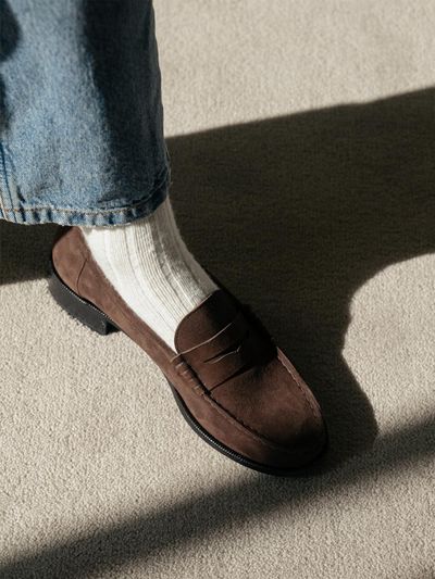 Loiret Premium Handmade Suede Penny Loafer [Brown] (710)