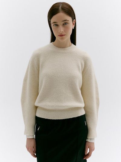 LOKNI Yak Volume Sleeve Pullover Sweater [Ivory]