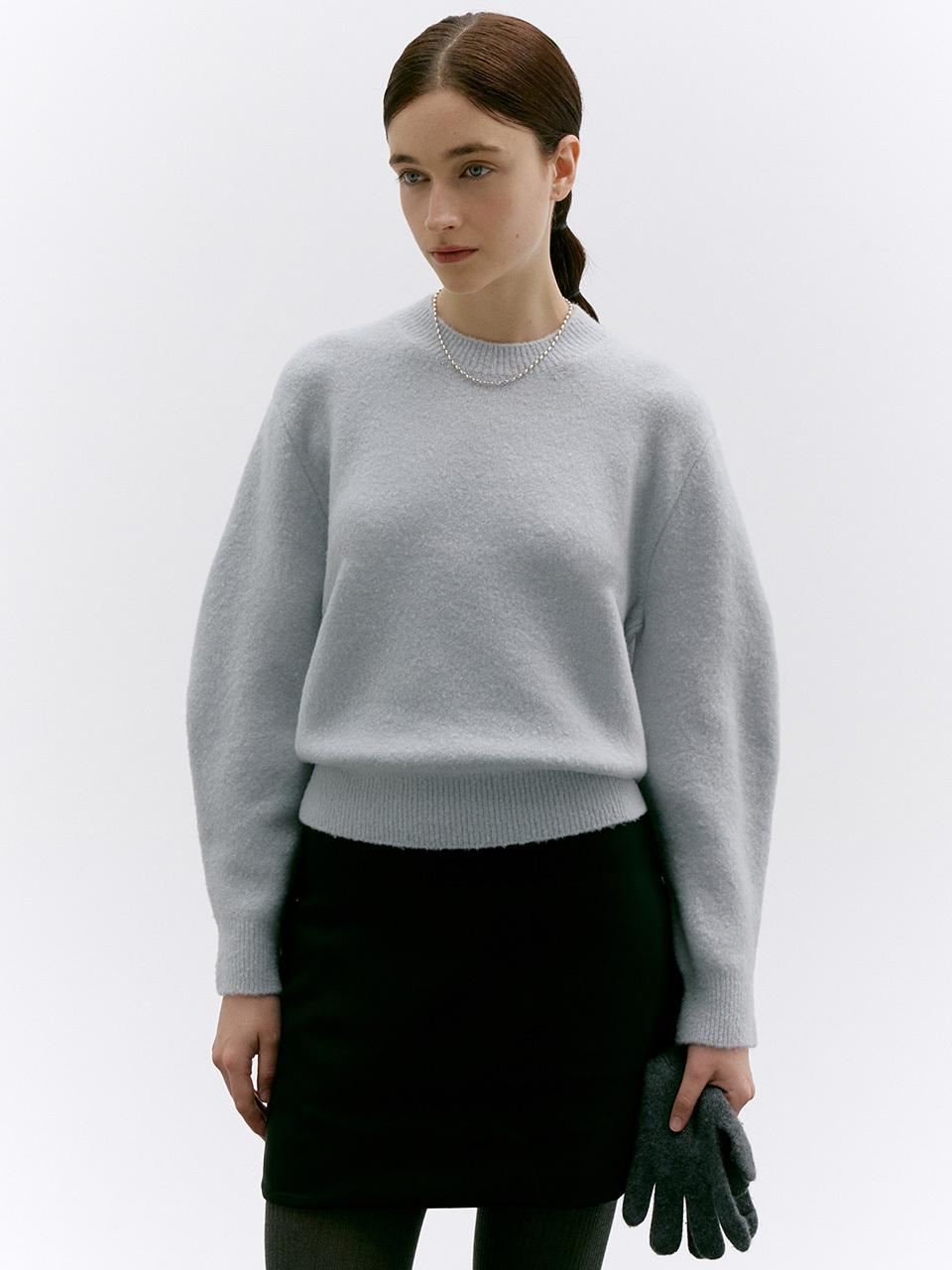 LOKNI Yak Volume Sleeve Pullover Sweater [Light Blue]