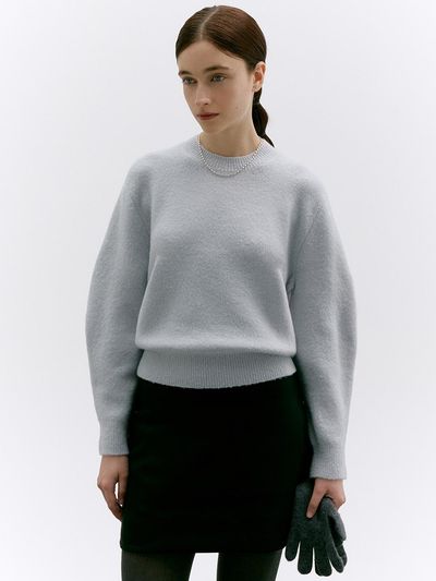 LOKNI Yak Volume Sleeve Pullover Sweater [Light Blue]