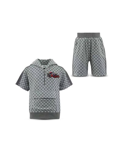 Lola + The Boys Lola + The Boys Boys' Grey Checkered Soft Short Set