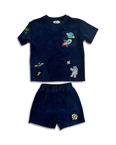Lola + The Boys Lola + The Boys Boys' Space Patches Velour Tee & Shorts Set