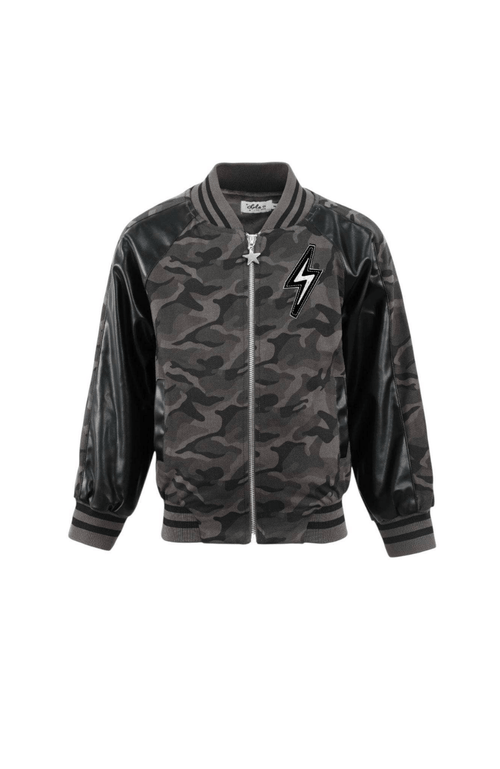 Lola + The Boys Lola + The Boys Camo Flash Leather Bomber