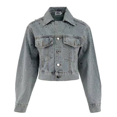 Lola + The Boys Lola + The Boys Crystal Bow Denim Jacket