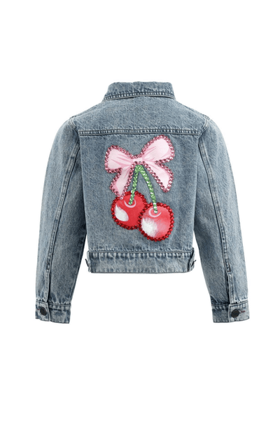 Lola + The Boys Lola + The Boys Crystal Cherry Bow Denim Jacket