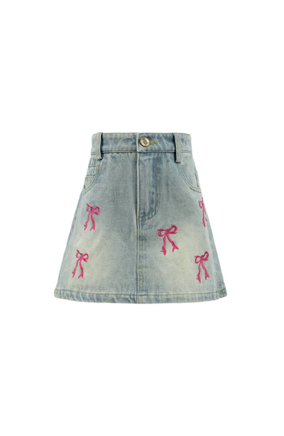 Lola + The Boys Lola + The Boys Cutie Bows Denim Skirt