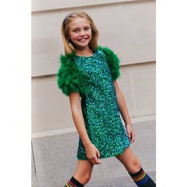 Lola + The Boys Lola + The Boys Feather Party Dress