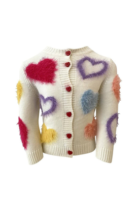 Lola + The Boys Lola + The Boys Fuzzy Hearts Cardigan