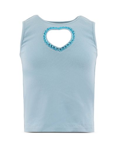 Lola + The Boys Lola + The Boys Girls' Baby Blue Crystal Heart Tank