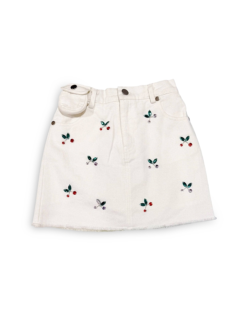 Lola + The Boys Lola + The Boys Girls' Cherry On Top Gem Denim Skirt