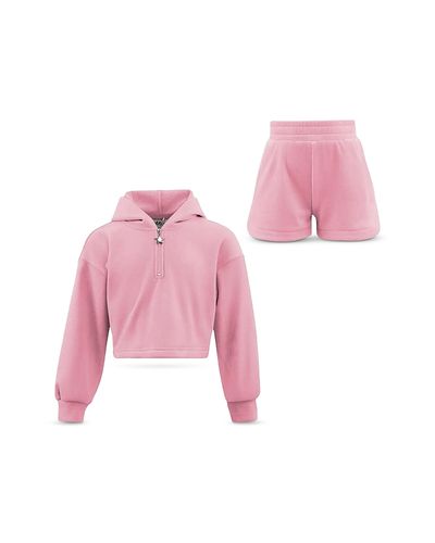 Lola + The Boys Lola + The Boys Girls' Pastel Velour Hoodie & Shorts Set