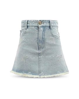 Lola + The Boys Lola + The Boys Girls' Sparkle Bows Denim Skirt