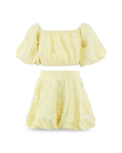Lola + The Boys Lola + The Boys Girls' Sunny Hailey Bow Top & Bubble Shorts Set