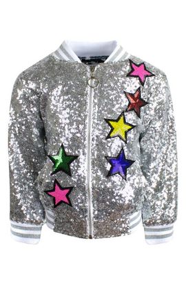 Lola + The Boys Lola + The Boys Girls Unicorn Sequin Bomber