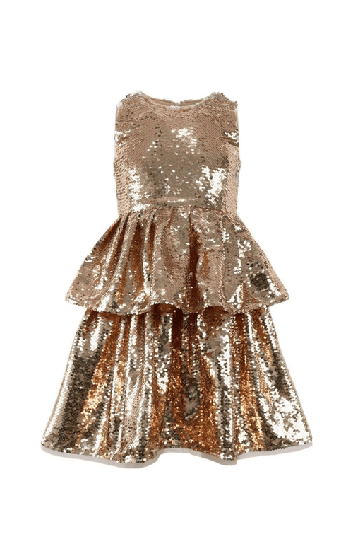 Lola + The Boys Lola + The Boys Golden Sequin Tier Dress