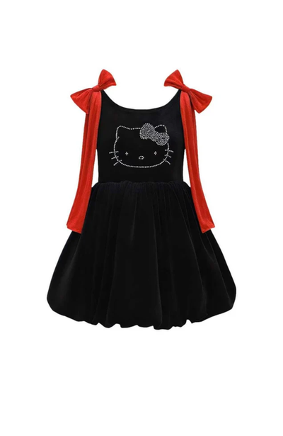Lola + The Boys Lola + The Boys Hello Kitty® Sparkle Bow Velvet Dress