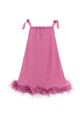 Lola + The Boys Lola + The Boys Metallic Feather Trim Dress