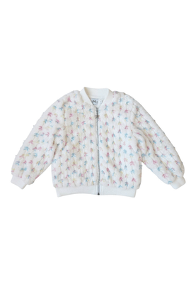 Lola + The Boys Lola + The Boys Pastel Bows Fuzzy Bomber