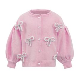 Lola + The Boys Lola + The Boys Pearl Bow Cardigan