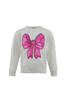 Lola + The Boys Lola + The Boys Pinky Big Bow Sweater 