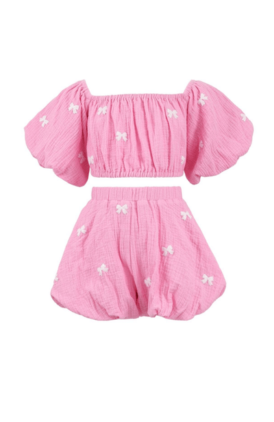 Lola + The Boys Lola + The Boys Plaid Bow Bubble Skort Set