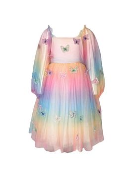 Lola + The Boys Lola + The Boys Rainbow Butterfly Ombre Dress