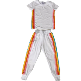 Lola + The Boys Lola + The Boys Rainbow Sequin Jogger Set