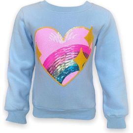 Lola + The Boys Lola + The Boys Rainbow Sparkle Heart Sweatshirt
