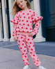 Lola + The Boys Lola + The Boys Strawberry Ruffle Joggers Set - 5