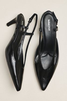 Lola Cruz Cutout Slingback Kitten Heels