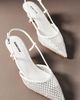 Lola Cruz Mesh Crystal Slingback Heels - 1