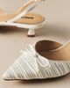 Lola Cruz Pleated Bow Kitten Heels - 2