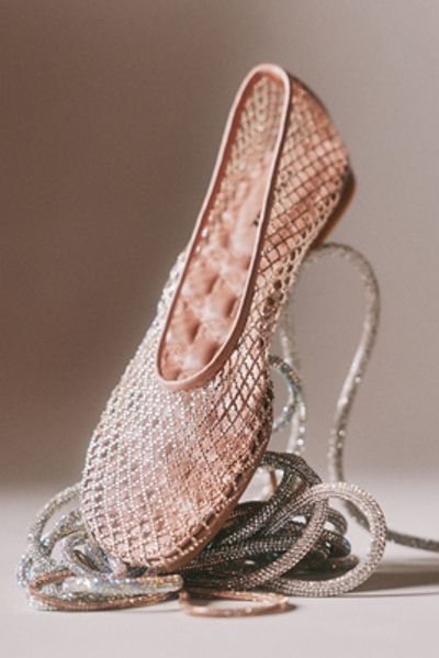 Lola Cruz Sequin Mesh Ballet Flats