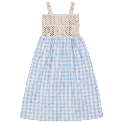 LOLA LOLA Checkered Flower Embroidery Crochet Bodice Maxi Jumper