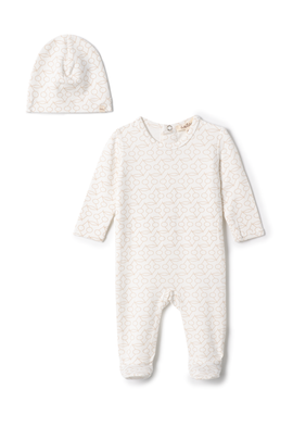 LOLA LOLA Cherry Print Rib Romper with Hat