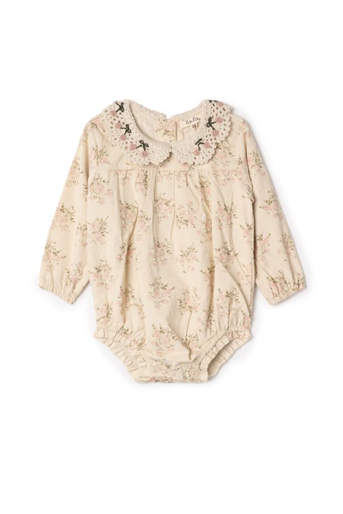 LOLA LOLA Flower Crochet Collar Corduroy Romper