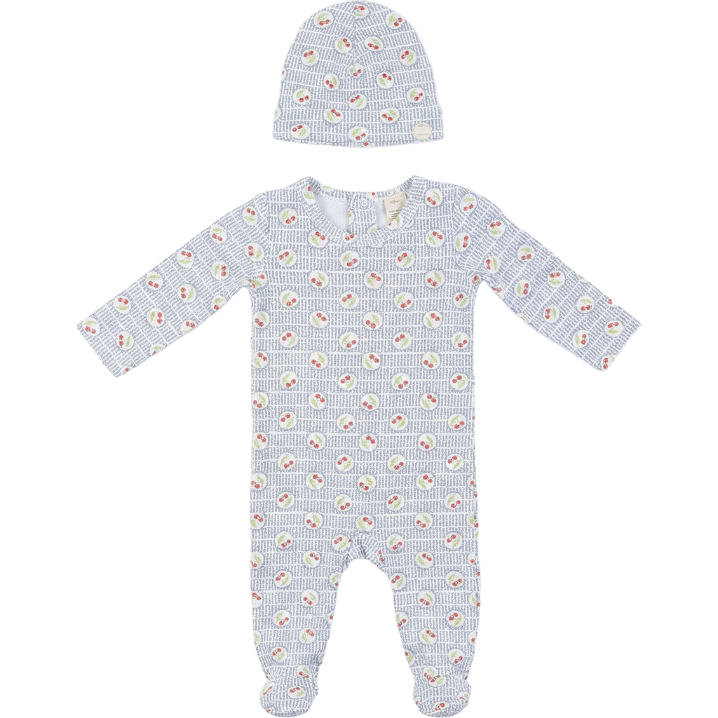 LOLA LOLA Girl Cherry Print Soft Cotton Modal Romper & Hat Set