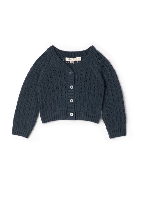 LOLA LOLA Pointelle Button-Front Knit Cardigan