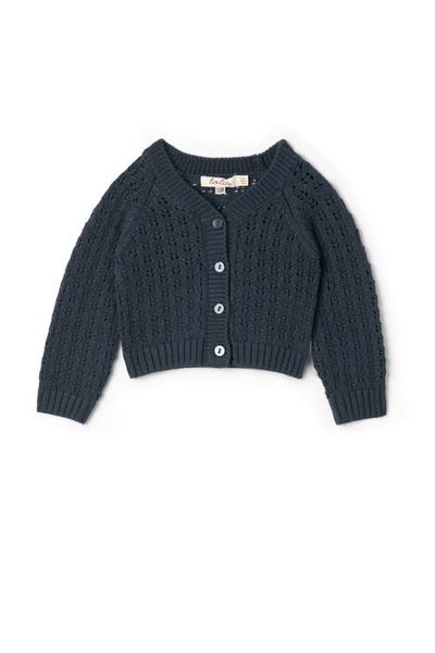 LOLA LOLA Pointelle Button-Front Knit Cardigan