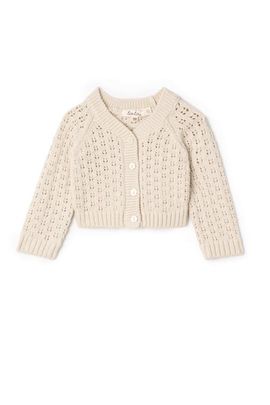 LOLA LOLA Pointelle Knit Button Front Cardigan with Scalloped Trim