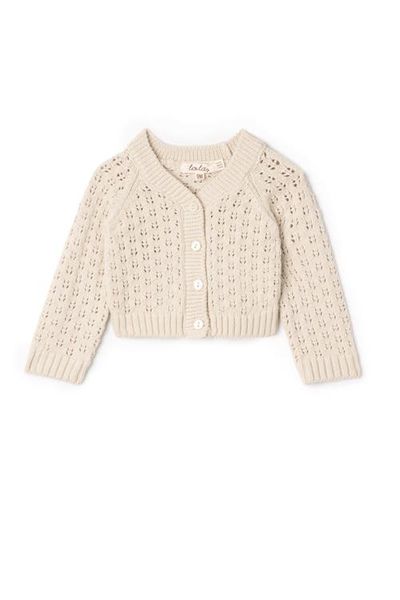 LOLA LOLA Pointelle Knit Button Front Cardigan with Scalloped Trim