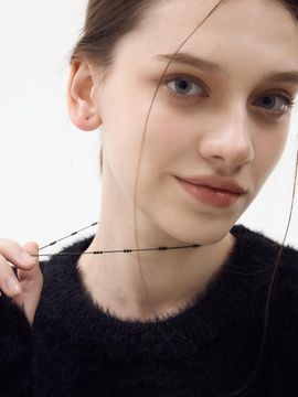 L’OMBRILLANT Ball-shaped Chain Versatile Necklace [Black]