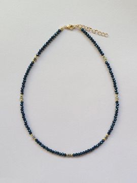 L’OMBRILLANT Crystal Star Gold Ball Necklace [Navy]