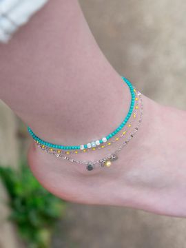 L’OMBRILLANT Delicate Pearl Gold-Plated Anklet [Turquoise]