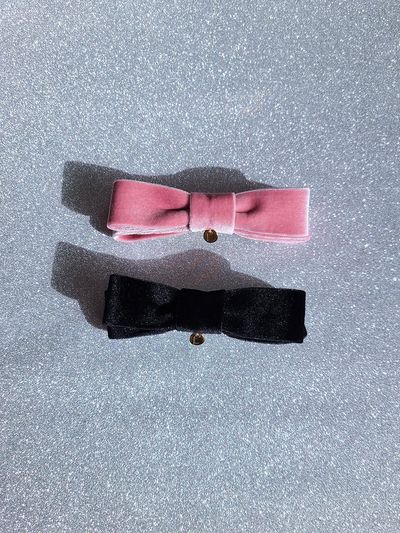 L’OMBRILLANT Double-layered Velvet Pearl Charm Ribbon Hair Pin