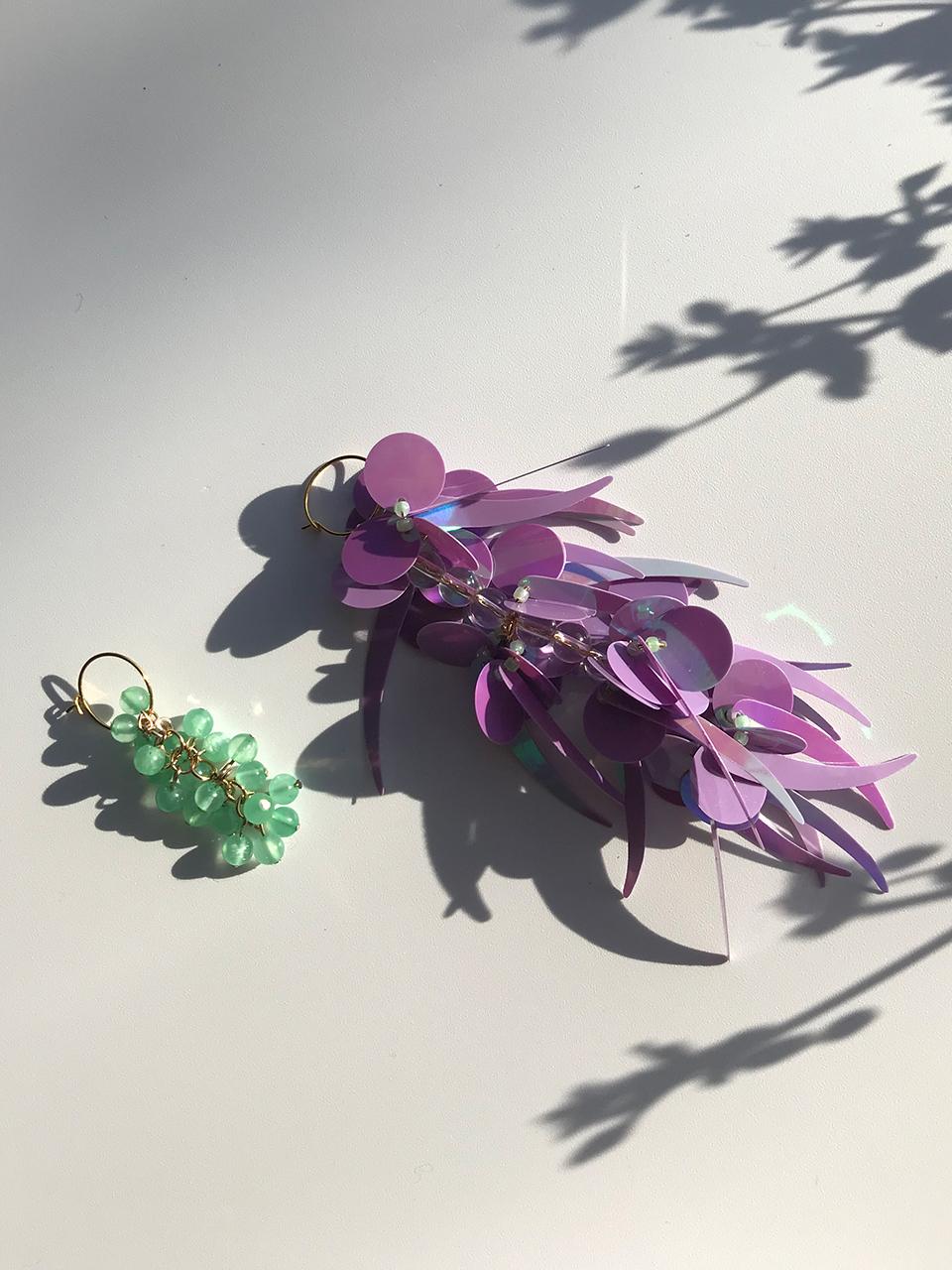 L’OMBRILLANT Fleur et Fruit Purple Earrings