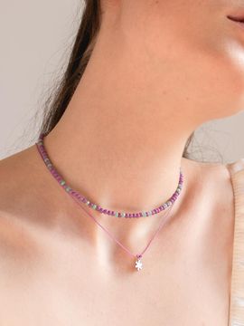L’OMBRILLANT Glass Surgical Steel Fleur Pendant Necklace Set